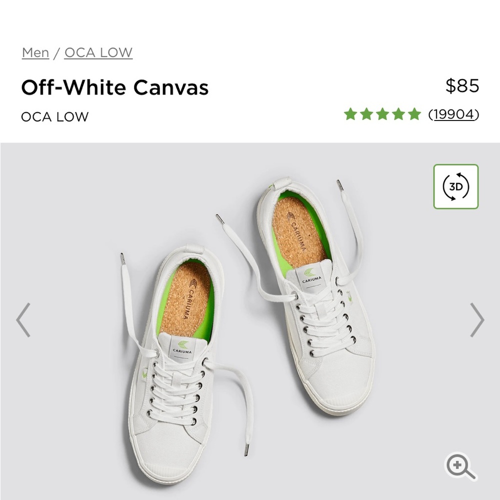 NEW Cariuma OCA Low Off-White Canvas Sneaker 8.5 - 10 - 41 - 7.5